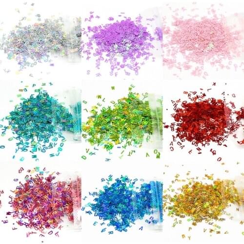 Holographic Glitter Sequins For Nail Art Decorations Letter Design Shape Flakes Tips Nail Art Flakes Slice Decals Accessories