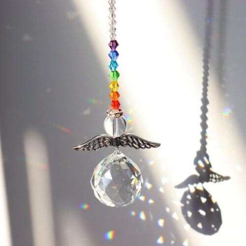 Angel Beads Crystal Sun Prisms Hanging Rainbow Chaser Lighting Accessories for Window Curtains Pendant Home Garden Decoration