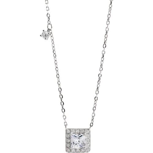 VNFURU Exquisite Small Square Diamond Necklace Retro Inlaid Zircon Clavicle Chain