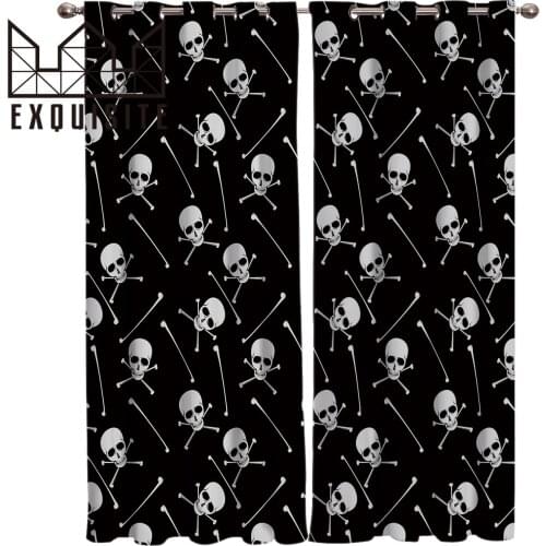 Exquisite House Halloween Skull Room Curtains Window Window Curtains Window Blinds Bathroom Indoor Decor Kids Swag Window