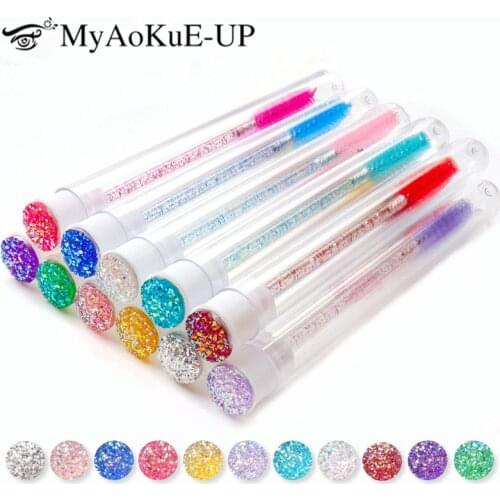 Diamond eyebrow brush tube disposable eyelash brush Reusable Crystal Eyelash brush replaceable dust-proof Sparkling Bling