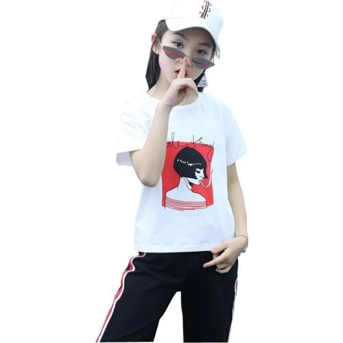 Girls Clothing Sets 2018 Summer Fashion Style Cartoon Printed T-Shirts+Pant 2Pcs Girls Clothes Sets For 4 6 8 10 12 14 years