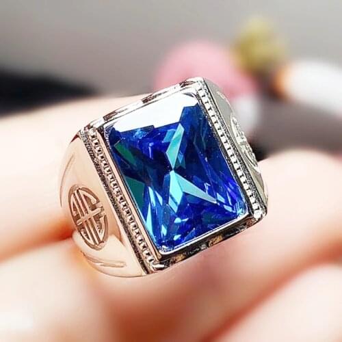 Men rings Natural real topaz rectangle big ring 925 sterling silver Free shipping 10*14mm 9.5 gemstone T207153