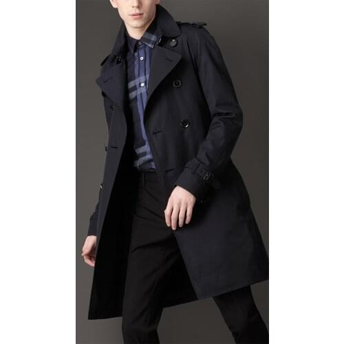 Custom Made Dark Blue Double Breasted Trench Coat Men, Winter Overcoat Men Long Coat, Cashmere Wool Coat Winter Coats For Men