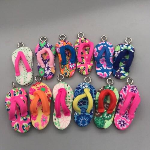 Lets start!set 10pcs. Polymer clay mini slipper for Micro landscape and key chain decoration,DIY26x13x9mm,free shipping