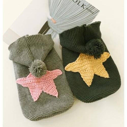 NEW Dog Sweater Nordic Starfish Hood Fur Ball Warm Jumper for Dogs Puppy Clothes