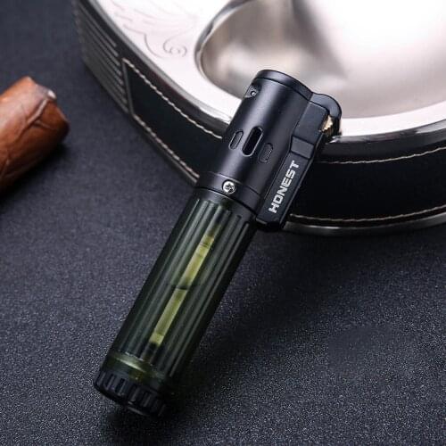 Portable Creative Small Spray Gun Metal gas Lighter Blue Flame Grinding Wheel Cigar Butane Lighter Windproof Cigarette Lighter