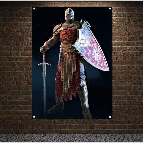 Knights Templar Armor Retro Posters Tapestry Wallpapers Home Decor Vintage Crusader Banners Flags Wall Hanging Ornaments Mural 3