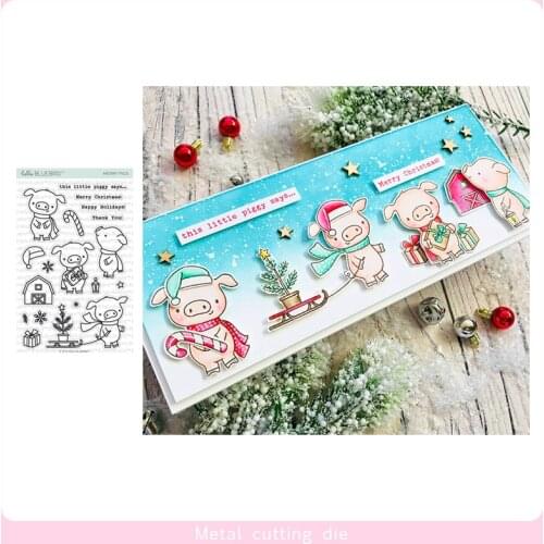 Merry Pigs stamp and Cutting Dies for DIY Scrapbooking Photo Album Decorative Embossing Paper Card Crafts Die Cut 2019