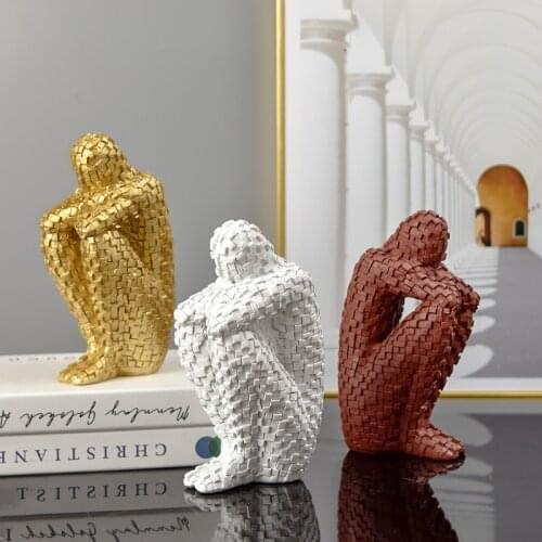 Mosaic Character Model Sculpture Resin Thinker Art Crafts Decoration Figurine for Living Room Home Ornaments Gift