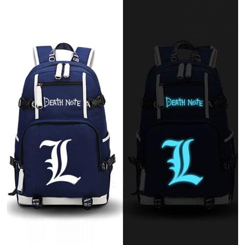 High Quality Anime Death Note Luminous Printing Backpack Mochila Canvas School Women Bags Fashion Backpacks for Teenage Girls
