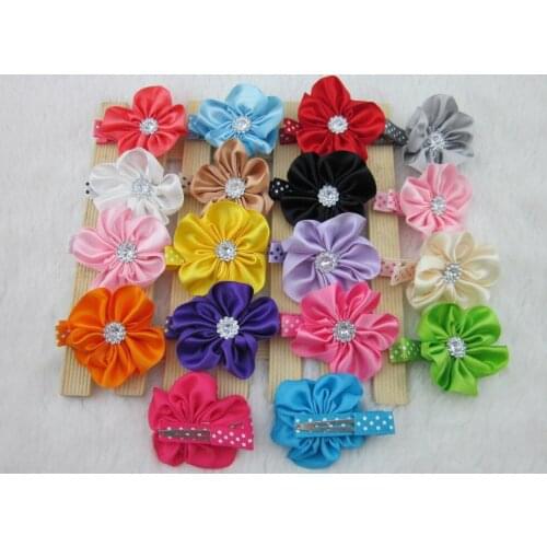 XIMA 4.5cm Lined Alligator Hair Clips with Hair Flower, Girls Hair Clips, Hair Accessories,18pcs/lot