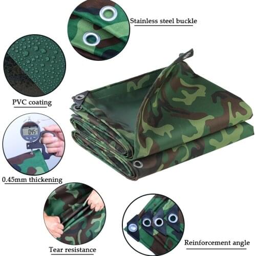 Jungle Oxford Camouflage Tarpaulin Rainproof Cloth Outdoor PVC Camping Tent Sail Heavy Duty Truck Shelter Cover Cargo Pile Tarps