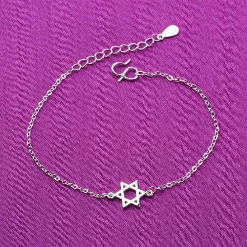 925 Sterling Silver Star Charm Bracelets Link Chain For Women Girls Party Wedding Jewelry A171