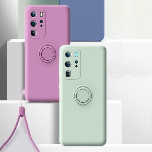 Liquid Silicone Ring Holder Case For Samsung Galaxy A52 A72 A32 S21 FE Ultra A10 A30 S8 S9 Note 9 10 Plus Magnetic Stand Cover