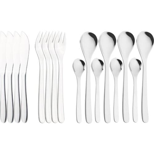 16pcs/4Set Sliver Dinnerware Drop Type Stainless Steel Set Spoon Fork Knife Teaspoons Set Travel Cutlery Tableware Kitchen Party