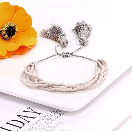 2021 Europe and the United States new Bohemia millet beads simple show hand Thin Bracelet Jewelry womens gifts lovers trend men