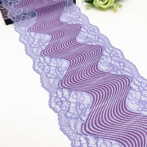 3y/lot Width 23.50cm Purple With Wave Stretch Lace Trim For Clothing Accessories Dress Sewing Applique Costume Lace Fabrics
