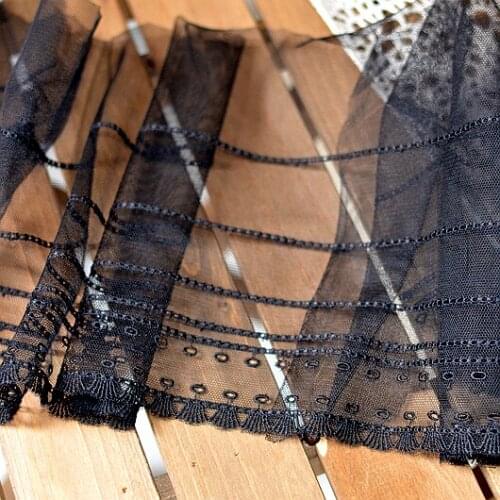 3Meters/lot Black hollow out mesh embroidery lace innovative design lace accessories / lace width 21CM SC543
