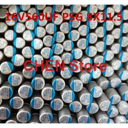 50PCS NIPPON PSG 16V560UF 8X11.5MM Motherboard Solid Polymer Capacitor psg 560UF 16V CHEMI-CON Aluminum shell electrolysis