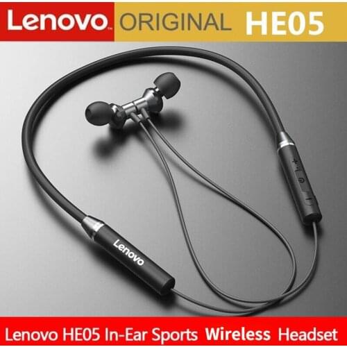 Lenovo HE05 Bluetooth-compatible Earphone TWS Wireless Earbuds Neckband Headphone Stereo Sport Headset with Mic Noice Cancelling
