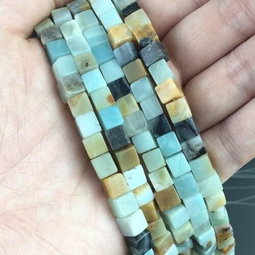 6*6mm Square Shape Natural Amazonite Beads Stone Loose Spacer Beads for Jewelry Making DIY Charms Bracelet Necklace 15