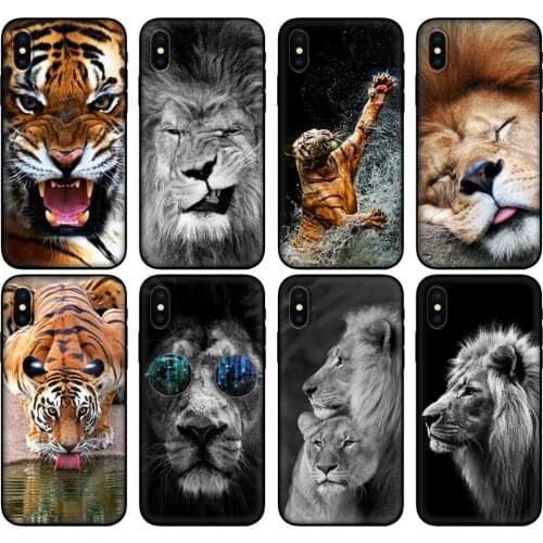 Black tpu Case For Huawei Honor 8a Prime 8s Prime 9 Lite honor 9A 9C 9X Premium 9x Pro 9S Case Cover Lion tiger Fashion Animal