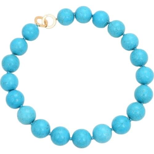 GG Jewelry 20" Natural 20MM Blue Turquoise Gems Stone Necklace