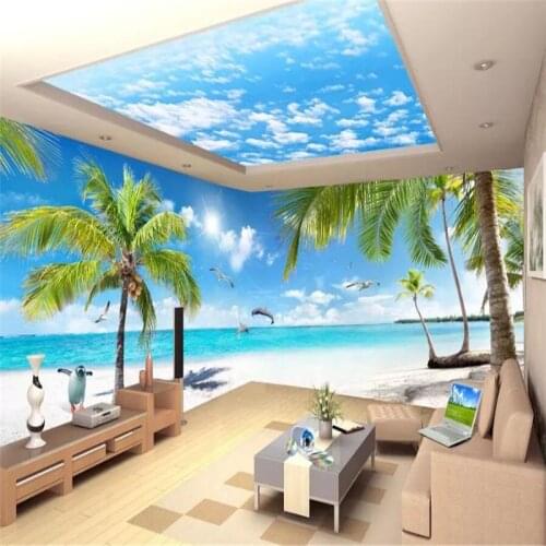 Hd coconut landscape large painting of living room TV background wall