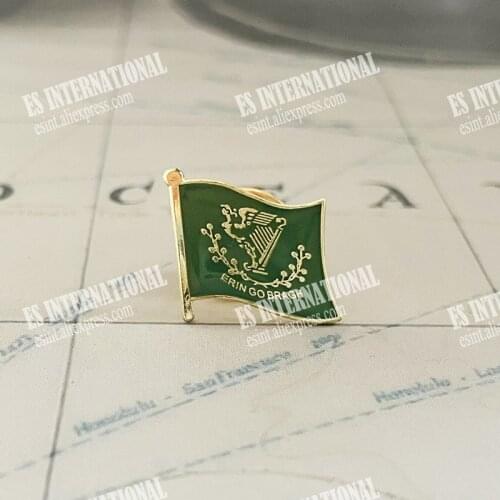 Ireland Erin Go Bragh National Flag Lapel Pins Crystal Epoxy Metal Enamel Badge Paint Brooch Souvenir Suit Personality