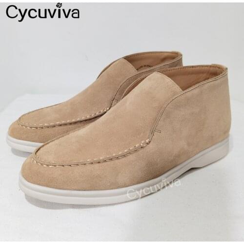 JAWAKYE 2021 Penny Loafers Women High Top Nude Suede Flat Casual Shoes Woman Round Toe Slip On Loafers Winter Open Walk Shoes