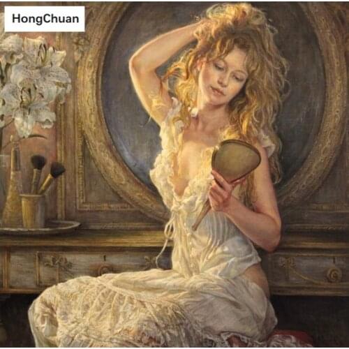 New "retro woman figure" 5D DIY round/square diamond painting mosaic housewife handicraft cross stitch home decorationmural gift