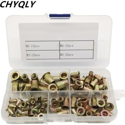 85pcs M3 M4 M5 M6 Threaded Carbon Steel Rivet Nut Rivnut Inserts Nut Combination