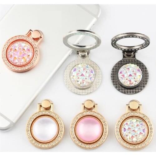 Round Crystal Diamond Finger Ring Smartphone Stand Holder Mobile Phone Holder Stand For iPhone Xiaomi All Phone Sticker For Girl