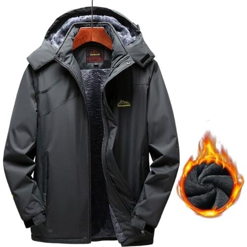 Winter Hiking Fleece Jacket Men Outdoor Sport Windproof Waterproof Thermal Parkas Coats Camping Trekking Skiing Warm Jackets 5XL