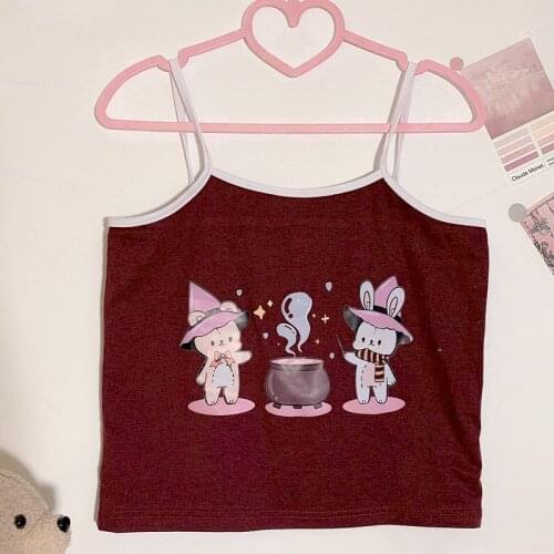 Summer Camis Top Soft Girl Crop Top Women Fashion Japanese Sweet Self-cultivation Korean Tops Y2k Fashion Cute Dropshipping