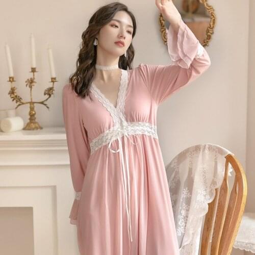 Sweet Lace Vintage Night Dress Women Sleepwear Fairy Mesh Sleeping Dress Princess Nightwear Negligee Peignoir Kawaii Nightgown