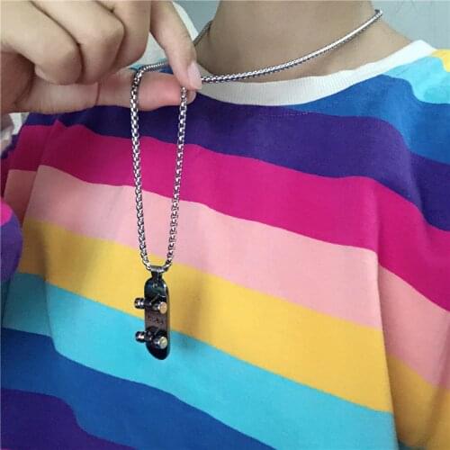 Fashion punk hip-hop scooter pendant titanium steel necklace clavicle chain couples tide section street wild necklace hot sale