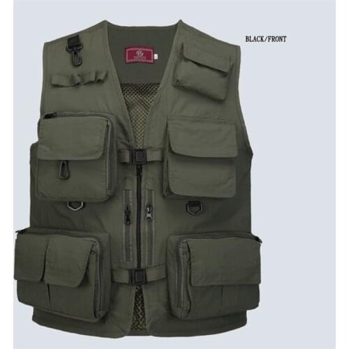 Men Multi Pocket Fishing Vests Quick Dry Breathable Outdoor Mesh Jackets Photography Hiking Vest Outdoor Sport Men Vest plus