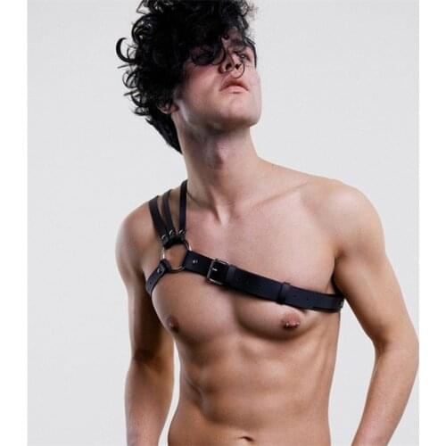 Punk Gothic Men Leather Harness Belt Sexy Male Body Harness Strap BDSM Bandage Stage Club Costume Adult Accessories for Men