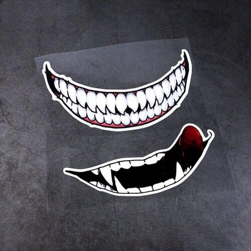 Helmet Sticker Diy Decorate Car Styling And Auto Window Body Door Decals Self Adhesive Motorbike Tape Sticker Dark Teeth Evil
