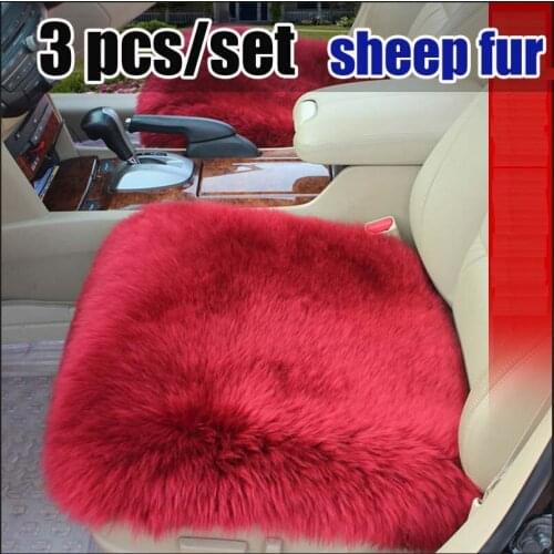 Real wool car seat cover cushion no back Winter car seat cushion 3 seats covers for 1 set