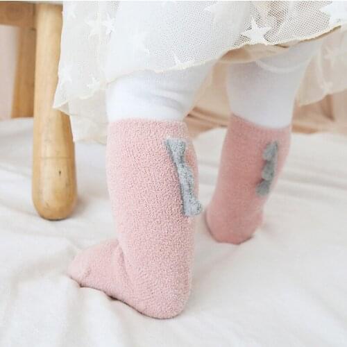 Autumn Winter Baby Newborn Coral Fleece Dinosaur Socks Boys and Girls Thick Floor Socks Infant Toddler Warm Sleep Socks