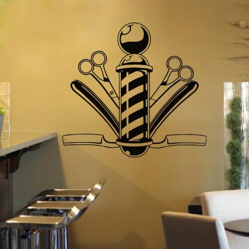 Barbershop Hair Salon Wall Sticker Hairdresser Comb Scissor Window Decor Vinyl Wall Decal for Hair Salon Decor Removable Z124