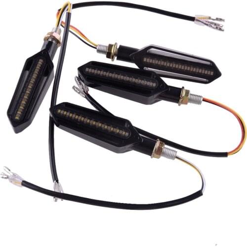 4Pcs/Set 12V Motorcycle Sequential Flowing LED Turn Signal Indicator Lights Brake Lamp 1.5W 0.12A 3 In 1