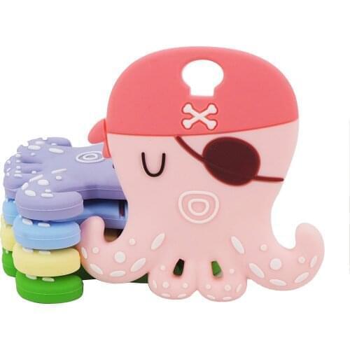 Chenkai 10PCS Pirate Squid Silicone Baby Teether BPA Free Sensory Pacifier DIY Infant Necklace Pendant Teething Chewing Toy