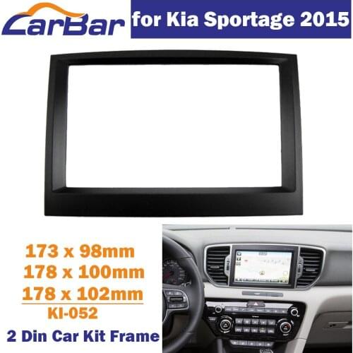 CarBar Double Din Car Radio Fascia for Kia Sportage 2015 Stereo Fascia Dash Dashboard Frame Panel Trim Kit Car Stereo