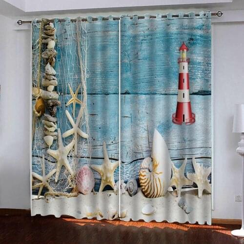 Customized size Luxury Blackout Curtains For Living Room kids room Sea animals curtains Decoration 3D Window curtain