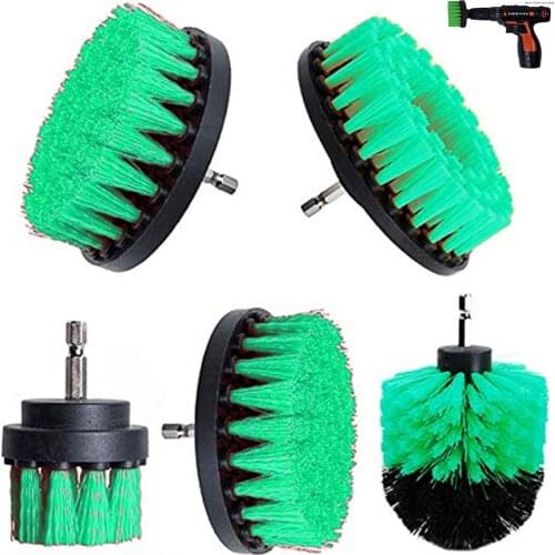 2 3.5 4 5 Drill Brush Power Scrubber Clean Brush For Leather Plastic Wooden Furniture Cleaning Power Scrub, Green