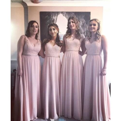 Pink Color Bridesmaid Dresses Chiffon Boho Summer Country Garden Wedding Party Guest Maid of Honor Gowns Plus Size Custom Made